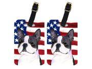 Pair of USA American Flag with Boston Terrier Luggage Tags SS4021BT