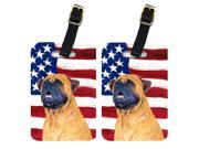 Pair of USA American Flag with Bullmastiff Luggage Tags SS4004BT