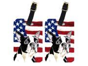 Pair of USA American Flag with Boston Terrier Luggage Tags SC9001BT