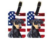 Pair of USA American Flag with Doberman Luggage Tags SC9030BT