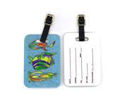 Pair of Tropical Fish on Blue Luggage Tags