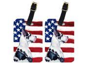 Pair of USA American Flag with Great Dane Luggage Tags LH9013BT