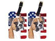 Pair of USA American Flag with Boxer Luggage Tags SC9113BT