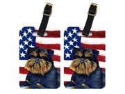 Pair of USA American Flag with Brussels Griffon Luggage Tags LH9027BT