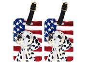 Pair of USA American Flag with Dalmatian Luggage Tags SS4018BT
