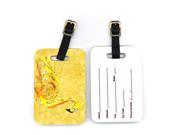 Pair of Flamingo on Yellow Luggage Tags