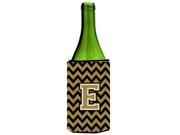 Letter E Chevron Black and Gold Wine Bottle Beverage Insulator Hugger CJ1050 ELITERK