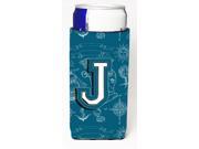 Letter J Sea Doodles Initial Alphabet Ultra Beverage Insulators for slim cans CJ2014 JMUK
