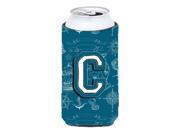 Letter C Sea Doodles Initial Alphabet Tall Boy Beverage Insulator Hugger CJ2014 CTBC
