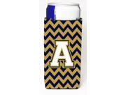 Letter A Chevron Navy Blue and Gold Ultra Beverage Insulators for slim cans CJ1057 AMUK