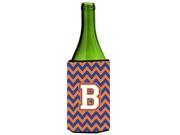 Letter B Chevron Blue and Orange Wine Bottle Beverage Insulator Hugger CJ1060 BLITERK