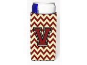 Letter V Chevron Maroon and Gold Ultra Beverage Insulators for slim cans CJ1061 VMUK