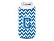 Letter C Chevron Blue and White Tall Boy Beverage Insulator Hugger CJ1056 CTBC