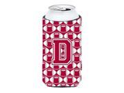 Letter D Football Crimson grey and white Tall Boy Beverage Insulator Hugger CJ1065 DTBC