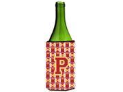 Letter P Football Cardinal and Gold Wine Bottle Beverage Insulator Hugger CJ1070 PLITERK