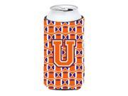 Letter U Football Orange White and Regalia Tall Boy Beverage Insulator Hugger CJ1072 UTBC