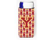 Letter Y Football Cardinal and Gold Ultra Beverage Insulators for slim cans CJ1070 YMUK
