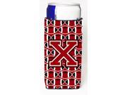 Letter X Football Red Black and White Ultra Beverage Insulators for slim cans CJ1073 XMUK