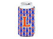 Letter L Football Green Blue and Orange Tall Boy Beverage Insulator Hugger CJ1083 LTBC