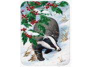 Badgers with Holly Berries Glass Cutting Board Large ASA2039LCB