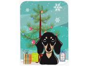 Christmas Tree and Smooth Black and Tan Dachshund Glass Cutting Board Large BB1587LCB