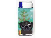Christmas Tree and Black Pug Ultra Beverage Insulators for slim cans BB1635MUK