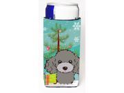 Christmas Tree and Silver Gray Poodle Ultra Beverage Insulators for slim cans BB1631MUK