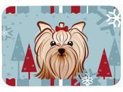 Winter Holiday Yorkie Yorkishire Terrier Glass Cutting Board Large BB1700LCB