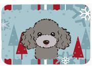 Winter Holiday Silver Gray Poodle Glass Cutting Board Large BB1755LCB