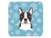 Set of 4 Snowflake Boston Terrier Foam Coasters BB1637FC
