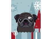 Winter Holiday Black Pug Flag Canvas House Size BB1759CHF