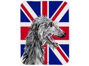 Scottish Deerhound with English Union Jack British Flag Glass Cutting Board Large Size SC9871LCB