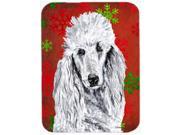 White Standard Poodle Red Snowflakes Holiday Glass Cutting Board Large Size SC9751LCB