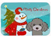 Snowman with Silver Gray Poodle Kitchen or Bath Mat 20x30 BB1879CMT