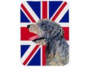 Irish Wolfhound with English Union Jack British Flag Glass Cutting Board Large Size SS4948LCB