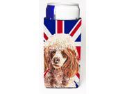 Red Miniature Poodle with English Union Jack British Flag Ultra Beverage Insulators for slim cans SC9888MUK