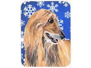 Afghan Hound Winter Snowflakes Holiday Glass Cutting Board Large Size SC9499LCB