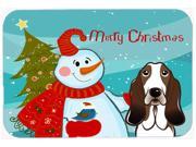 Snowman with Basset Hound Kitchen or Bath Mat 20x30 BB1863CMT