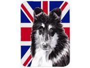 Black and White Collie with English Union Jack British Flag Glass Cutting Board Large Size SC9885LCB