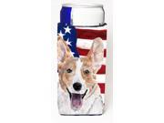 Cardigan Corgi with American Flag USA Ultra Beverage Insulators for slim cans SC9624MUK