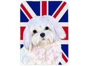 Maltese with English Union Jack British Flag Glass Cutting Board Large Size SS4924LCB