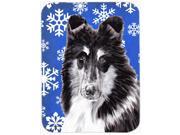 Black and White Collie Winter Snowflakes Glass Cutting Board Large Size SC9774LCB