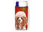 Red Miniature Poodle Red Snowflakes Holiday Ultra Beverage Insulators for slim cans SC9747MUK