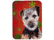 Norfolk Terrier Puppy Red Snowflakes Holiday Glass Cutting Board Large Size SC9759LCB