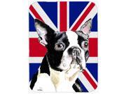 Boston Terrier with English Union Jack British Flag Glass Cutting Board Large Size SC9816LCB