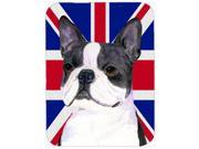 Boston Terrier with English Union Jack British Flag Glass Cutting Board Large Size SS4958LCB