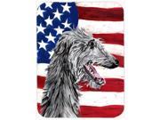 Scottish Deerhound with American Flag USA Glass Cutting Board Large Size SC9645LCB