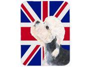 Dandie Dinmont Terrier with English Union Jack British Flag Glass Cutting Board Large Size SS4945LCB