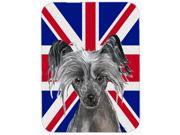 Chinese Crested with English Union Jack British Flag Glass Cutting Board Large Size SC9857LCB