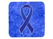 Set of 4 Dark Blue Ribbon for Colon Cancer Awareness Foam Coasters AN1202FC